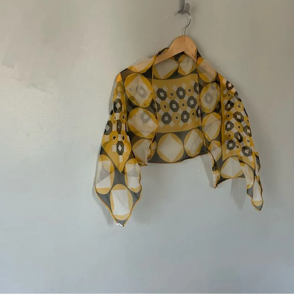 Vintage Silk Geometric Sheer Scarf